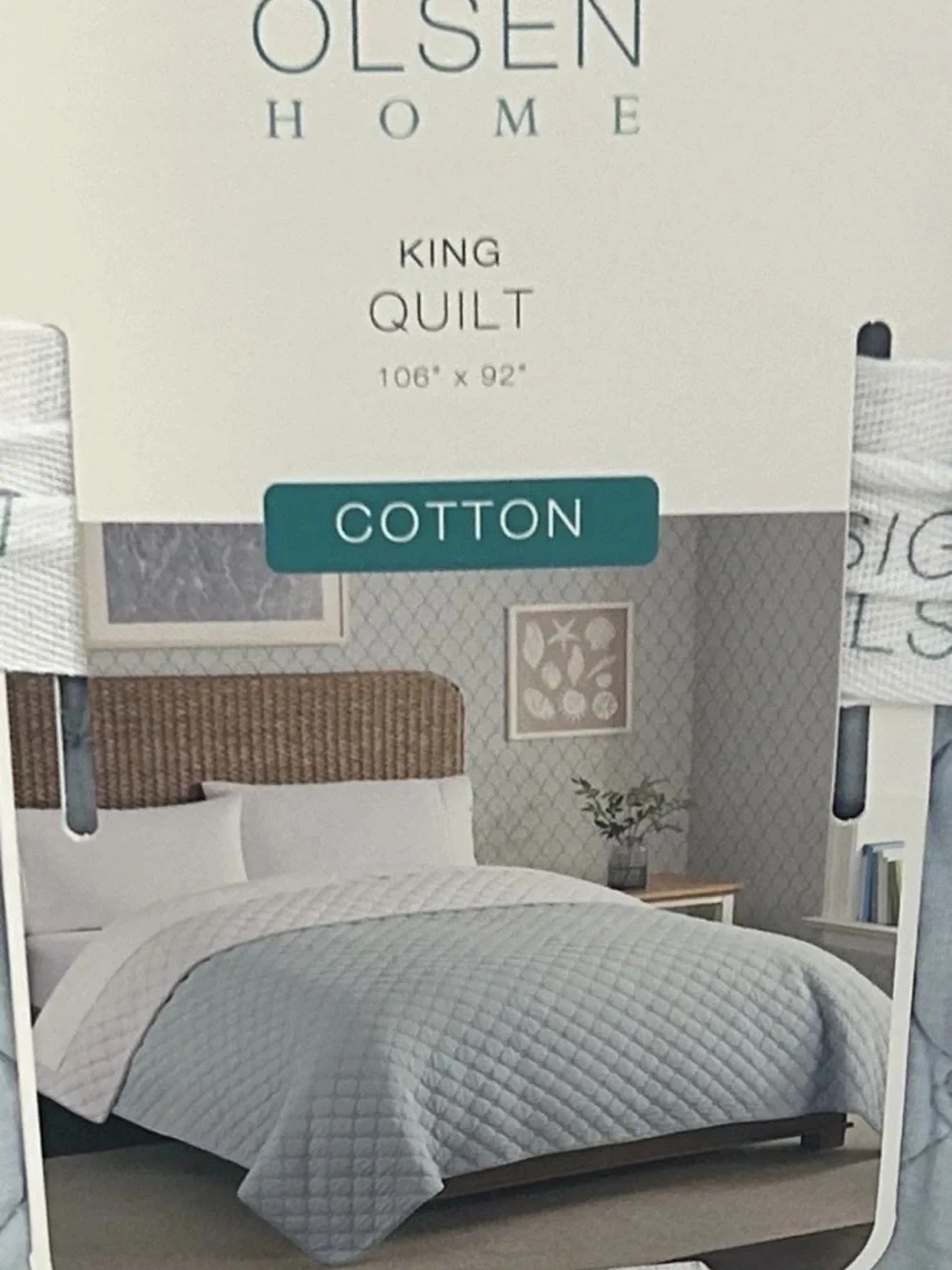 Sigrid Olsen Blue King Cotton Quilt Set 106”x92” All Over Seashell Design